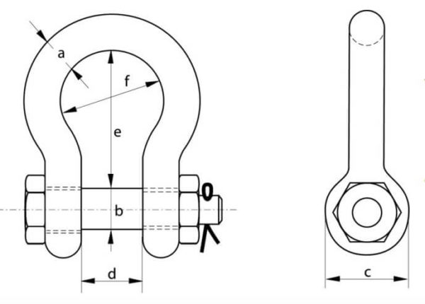 Technical Drawing of Bow Shackle Safety Bolt
