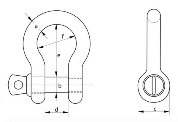Technical Drawing of Bow Shackle Screw Pin