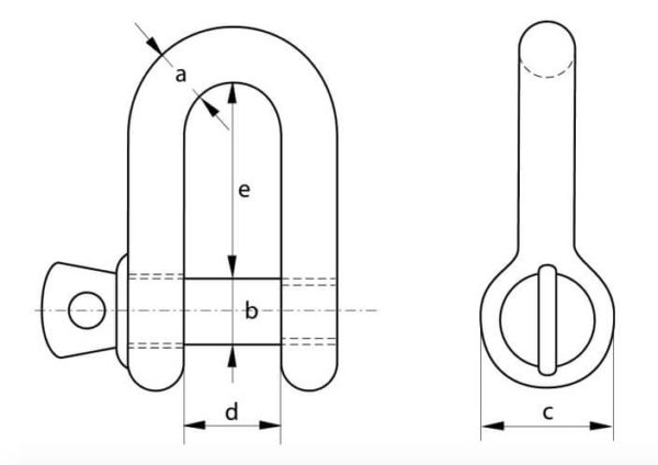 Technical Drawing of Dee Shackle Screw Pin