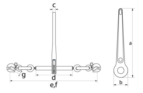 Technical Drawing of Long Handle Load Binder